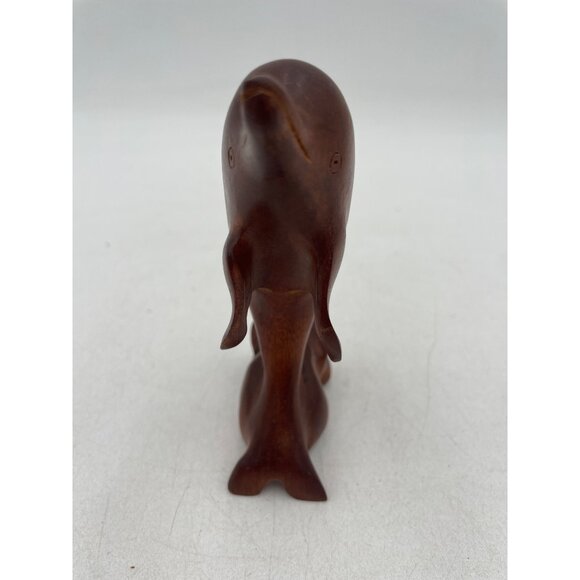 Hand-Carved Jamaican Wood Dolphin Figurine - Swim Into Elegance With Tropical Vi - Picture 2 of 6